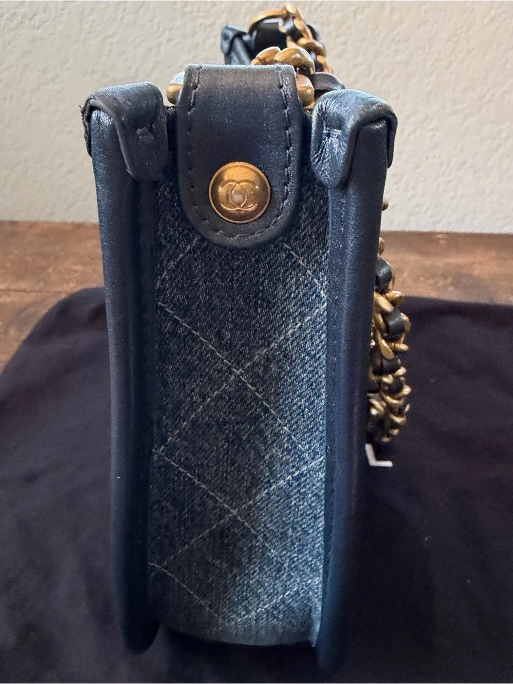 Chanel 24S Hobo Bag Chain Shoulder Bag Denim Blue Gold Hardware